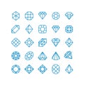 Diamond vector line icons. Woman brilliant jewelry pictograms. Wealth vector symbols