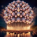 37 89. Diamond vertical shells_ Large, spherical fire Royalty Free Stock Photo