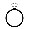 Diamond wedding engagement ring icon vector, crystal jewelry illustration. Royalty Free Stock Photo