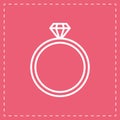 Diamond wedding ring line icon, modern minimal flat design style. Jewelry vector illustration, engagement outline symbol Royalty Free Stock Photo