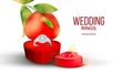 Diamond Wedding Ring In Shape Of Heart Box Vector Royalty Free Stock Photo
