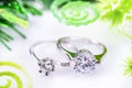 Diamond wedding rings on white background Royalty Free Stock Photo