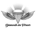 Diamond with Wings Engraving Illustration Royalty Free Stock Photo