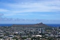 Diamondhead and the city of Honolulu on Oahu on a nice day Royalty Free Stock Photo