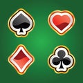 Vector play cards diamonds, clubs, hearts, and spades symbol. Casino playing cards symbol concept background