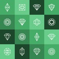 Diamonds and Gems line Icons set. Vector crystal and jewel linear logo design elements. Luxury and premium symbols