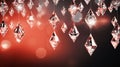 Diamonds hanging on red background. 3d rendering toned image double exposure