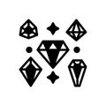 Black solid icon for Diamonds, shine and crystal