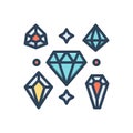 Color illustration icon for Diamonds, shine and crystal