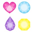 Diamonds icons set in different colors