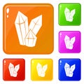 Diamonds icons set vector color Royalty Free Stock Photo