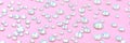 Diamonds, rhinestones on pink background. Beautiful festive backdrop. Crystals for nail art, makeup. Beauty banner.