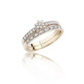 Diamonds ring on golden body shape