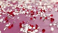 Diamonds And Rubies On Pink Background With Shallow Depth Of Field