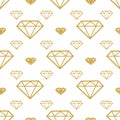 Diamonds seamless pattern. Vector gold brilliant background.