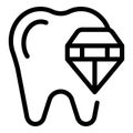 Diamont tooth icon outline vector. Diamond gem