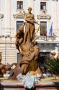 Diana Fountain and Arethusa with Alpheus monument at Piazza Archimede square on Ortigia island in Sicily in Italy