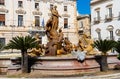 Diana Fountain and Arethusa with Alpheus monument at Piazza Archimede square on Ortigia island in Sicily in Italy