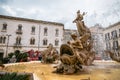 Diana fountain in Siracuse old town Ortigia. Sicily, southern Italy.