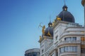 Diana the Huntress Sculpture on top of a building at Gran Via Street - Madrid, Spain