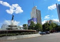 Mexico City, Mexico - Apr 23 2023: Diana the Huntress Fountain sculpture of Paseo de la Reforma in the Mexican capital Royalty Free Stock Photo