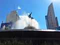 Mexico City, Mexico - Apr 23 2023: Diana the Huntress Fountain sculpture of Paseo de la Reforma in the Mexican capital