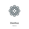 Dianthus outline vector icon. Thin line black dianthus icon, flat vector simple element illustration from editable nature concept Royalty Free Stock Photo