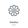 Dianthus outline vector icon. Thin line black dianthus icon, flat vector simple element illustration from editable nature concept Royalty Free Stock Photo