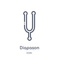 Diapason icon from music outline collection. Thin line diapason icon isolated on white background