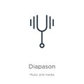 Diapason icon. Thin linear diapason outline icon isolated on white background from music collection. Line vector sign, symbol for