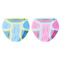 Diaper. Baby pants. Blue and pink hygienic absorbent clothing