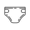 Diaper icon. Thin line art template for logo. Black and white simple illustration. Contour hand drawn isolated vector image on