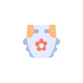 Diaper isolated flat icon. Blue newborn nappy