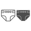 Diaper line and glyph icon. Disposable diaper vector illustration isolated on white. Nappy outline style design