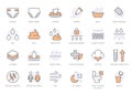 Diaper line icon set. Baby pants feature - absorption, breathable, cotton, poo pee, bath minimal vector illustration Royalty Free Stock Photo