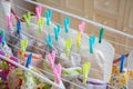 Eco nappy wash drying  in a room Royalty Free Stock Photo