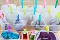 Eco nappy wash drying  in a room Royalty Free Stock Photo