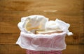 Diapers waste - dirty diapers in a garbage pail Disposing of used baby nappies Royalty Free Stock Photo