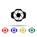 Diaphragm camera multi color style icon. Simple glyph, flat vector of equipment photography icons for ui and ux, website or mobile