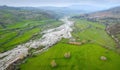 Diarizos river and green fields in springtime. Cyprus landscape Royalty Free Stock Photo