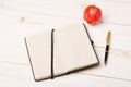 Diary, apple and pen Royalty Free Stock Photo