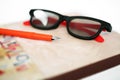Diary with glasses and pen Royalty Free Stock Photo