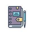 Color illustration icon for Diary, journal and notebook Royalty Free Stock Photo