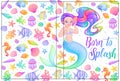 Diary or journal cover vector design with mermaid and sea creatures.