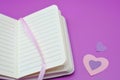 diary next to hearts Royalty Free Stock Photo