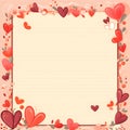 Diary notepad, blank, hearts, orange, AI generated.