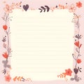 Diary notepad, blank, pink, mini flowers, AI generated.