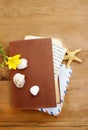 Diary, old letters and yellow freesia flower Royalty Free Stock Photo