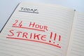 Diary page with text `today strike`