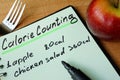 Diary with a record Calorie counting. Royalty Free Stock Photo